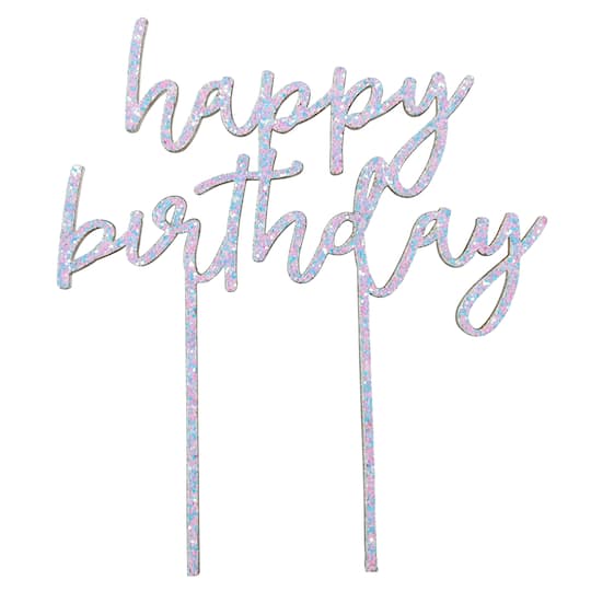 Pastel Glitter Happy Birthday Cake Topper by Celebrate It™